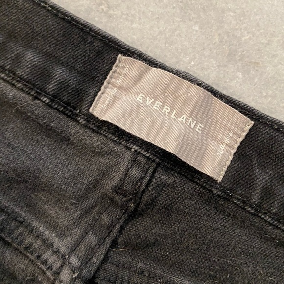 Everlane Size 30 Black Zip Up Stretch Cotton Denim Jeans Raw Hem Copped - Picture 13 of 13